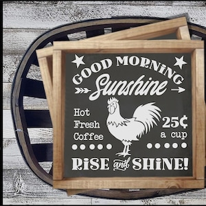 Good Morning Sunshine- Rooster SVG Cutter File para Cricut, Silhouette y otras máquinas de corte de vinilo, uso comercial permitido