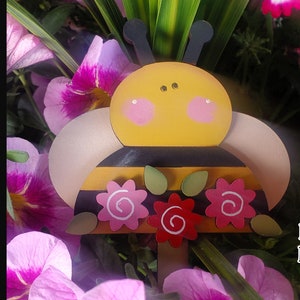 Blume Biene Pflanze Poke SVG | Glow Forge Pflanze Poke| Blumenstrauß Pflanze Pokes |Biene Kuchen Topper Laser SVG
