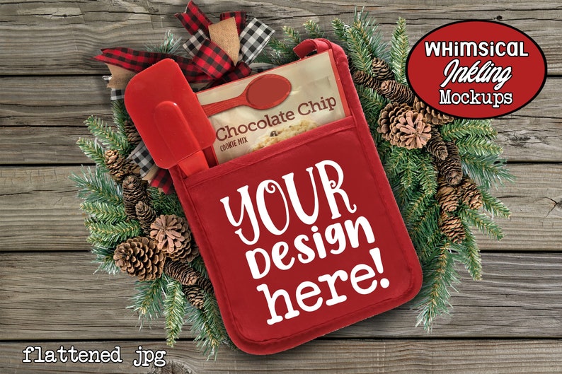 Download Red Christmas Pot Holder Mock Up Commercial Use Allowed | Etsy