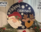 Merry Christmas Round Sign Laser SVG| Christmas SVG| Laser Cut Christmas Sign| Glow forge Christmas Sign SVG