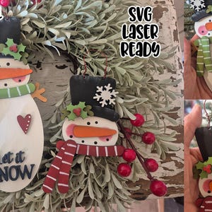 Let It Snow Ornament Duo Laser SVG| Laser Cut Snowman Ornaments| Glow Forge| Ornament SVG