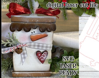 S'more Snowman Ornament SVG| Laser Cut S'more Ornament| Glow forge| S'more Laser SVG