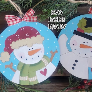 Snow Daze- Snowman Ornament Set SVG| Laser Cut Snowman Ornament| Glow Forge| Ornament SVG