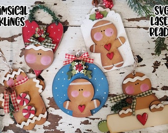 Gingerbread Wishes Ornament SVG Set |Christmas Laser SVG| Laser Cut Christmas Ornament| Glow Forge| Christmas Tiered Tray SVG
