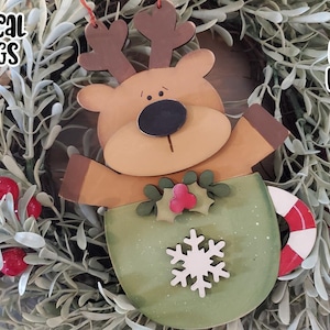 Rentier Kakao SVG | Laser geschnittene Rentierverzierung | Glühschmiede Weihnachts Ornament SVG