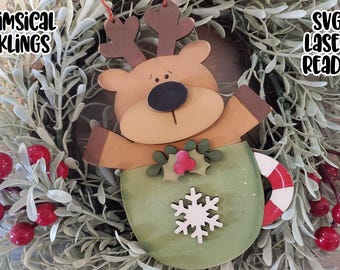Rentier Kakao SVG | Laser geschnittene Rentierverzierung | Glühschmiede Weihnachts Ornament SVG