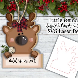 Little Reindeer SVG| Laser Cut Snowman Ornament| Glow forge| Ornament SVG