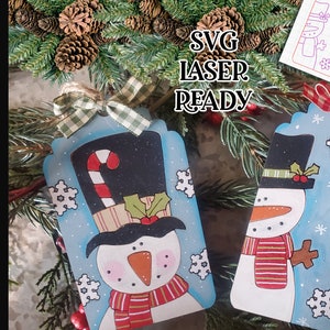 Snowflake Friends Snowman Ornament Set SVG| Laser Cut Snowman Ornament| Glow Forge| Ornament SVG