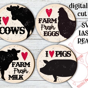 Farm Animal Magnets SVG Set| Cow SVG| Laser Cut Farm| Glow forge| Farmhouse Tiered Tray SVG|