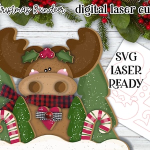 Christmas Moose Shelf Sitter Laser SVG| Laser Cut Moose Ornament| Glowforge|Christmas Ornament SVG