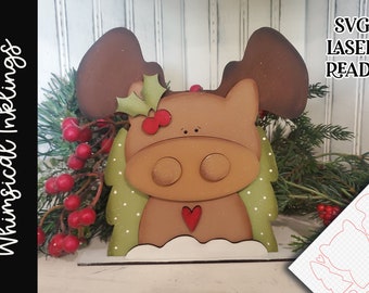 Bitty Moose-svg | Lasergesneden ornament eland| Glowforge|Kerstversiering SVG