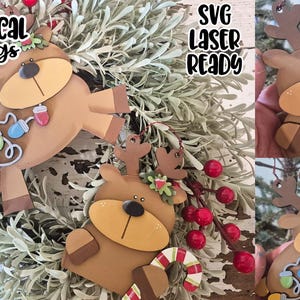 Set di ornamenti di Renna Buddies SVG/ Ornamento di renna tagliato al laser/ Fucina luminosa/ Ornamento SVG