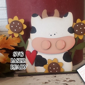 Bitty Cow Laser SVG| Cow Sign SVG| Laser Cut Cow| Glow forge| Farmhouse SVG| Glowforge Farm