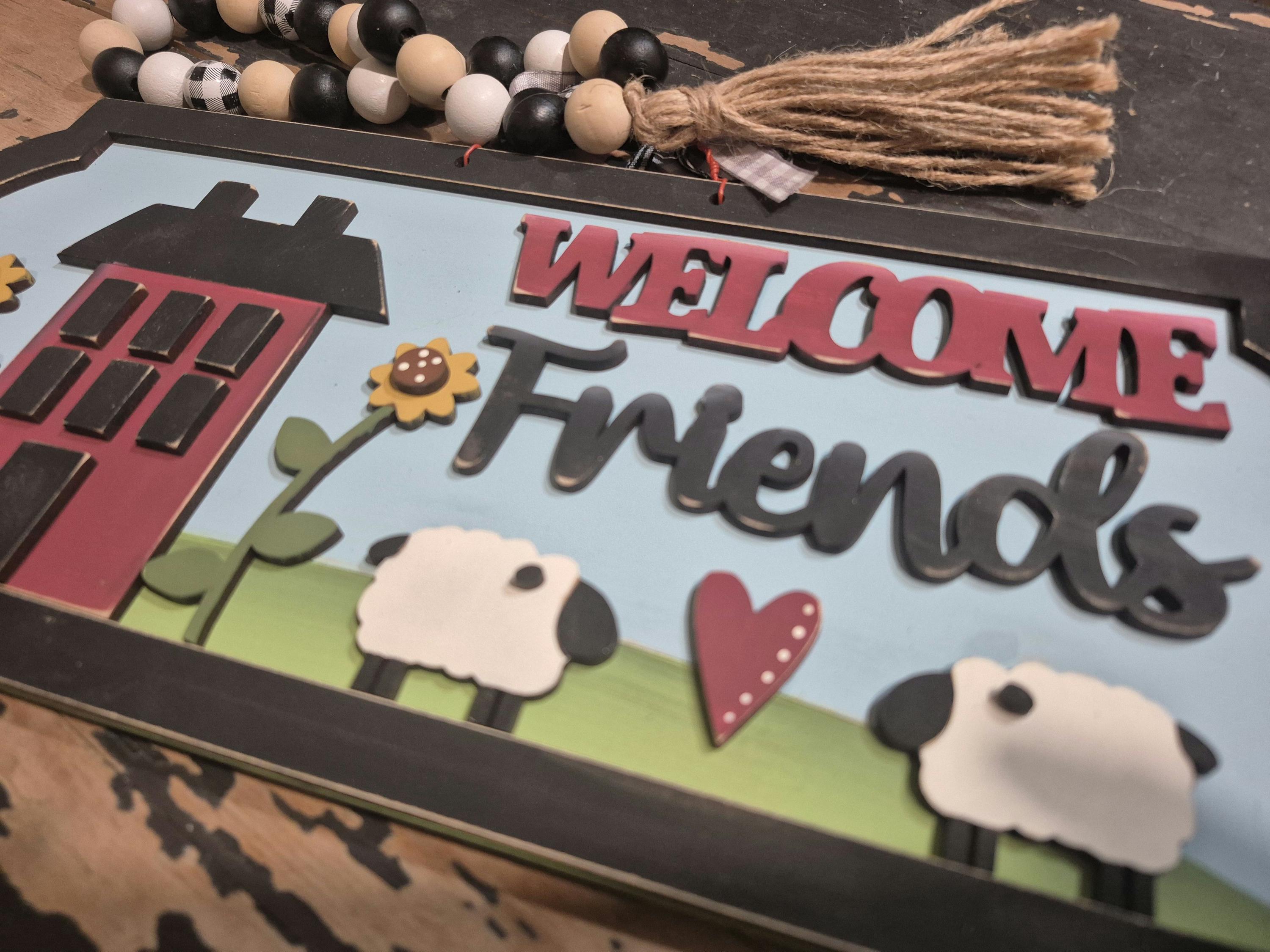 Prim Welcomesign Prim Welcome Friends Sign Laser SVG |laser Ready Prim Home| Glow Forge ...