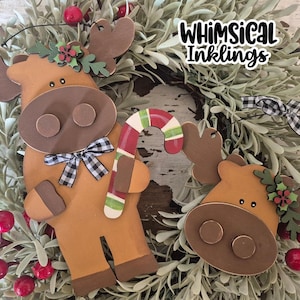Merry Christmas Moose Ornaments Laser SVG| Laser Cut Moose Ornament| Glowforge |Christmas Ornament