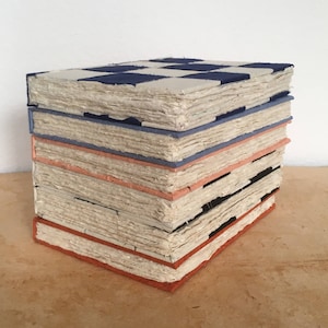 Checkered Deckle Edge Lokta Journal |Handmade in Nepal
