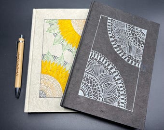 Hand drawn Mandala Cover Lokta Paper Journal