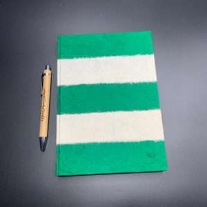Handmade Scholar Journal/Notebook, Made in Nepal Stripe Green/White