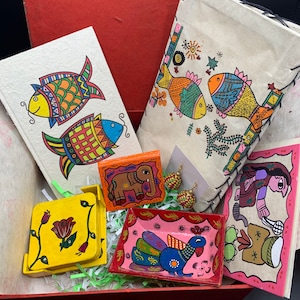 Handmade Mithila Art Themed Lokta Gift box | Gifts for her| Birthday Gift| Thank you Gift| Holiday Gift| Mother&#39;s Day Gift