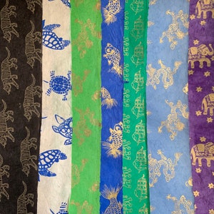 Handmade Animal Screen Printed Lokta Paper Sheets (Pack of 2) Made In Nepal ( Available in Multiple Patterns)
