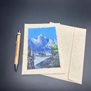 Cartões de papel Lokta feitos à mão/pintados à mão
