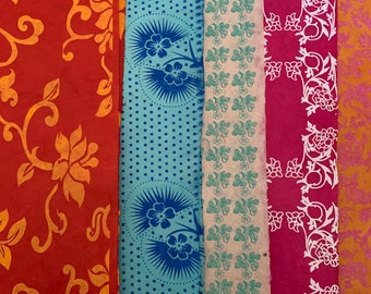 Handmade Screen Printed Lokta Paper Sheets (Pack of 2) Made In Nepal ( Available in Multiple Patterns)