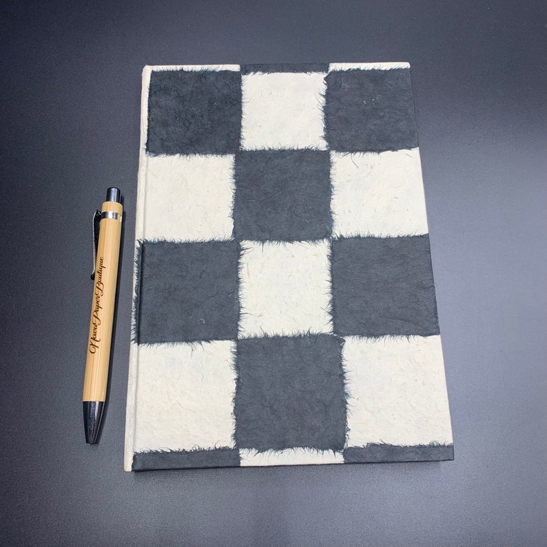 Handmade Scholar Journal/Notebook, Made in Nepal Checkered Black