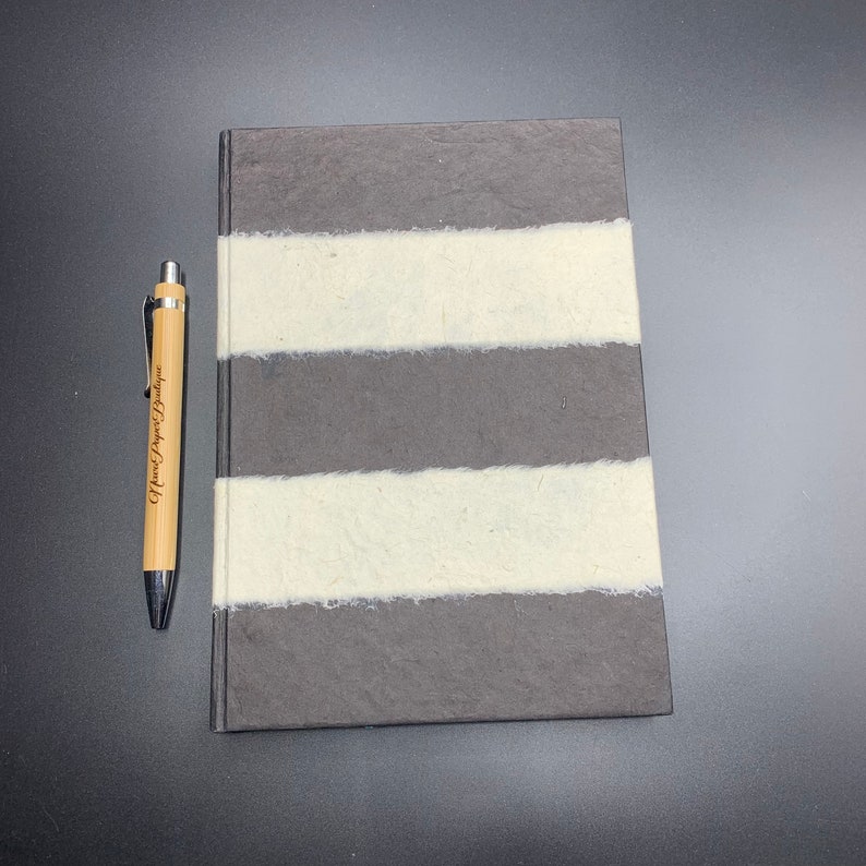 Handmade Scholar Journal/Notebook, Made in Nepal Stripe Black/White