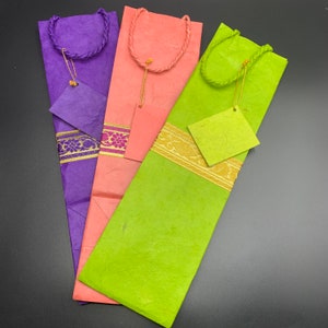 Handmade Lokta Paper Wine Bags (Made In Nepal)