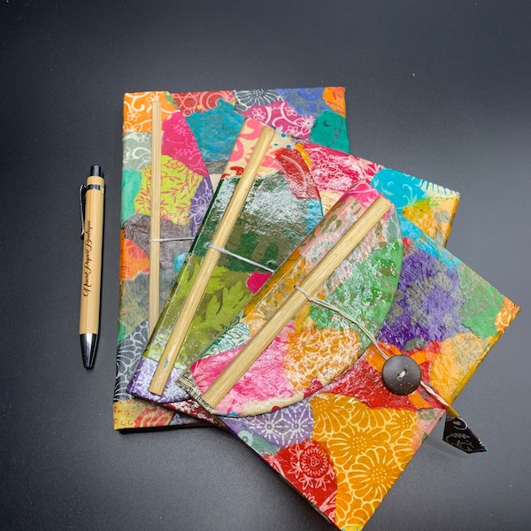 Multi-color Recycled Mosaic Lokta Journal Notebook Made In Nepal