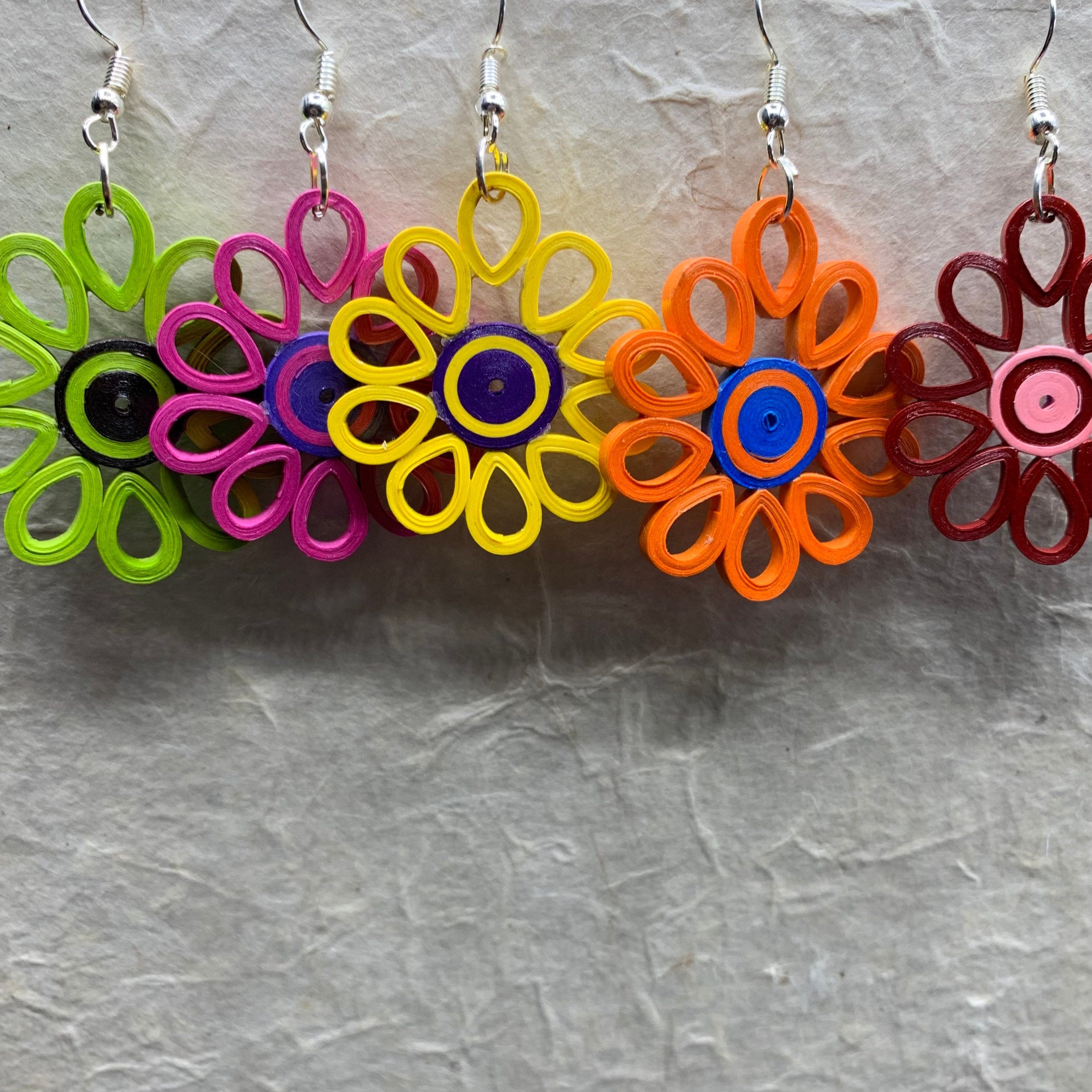 Neon Hoop Handcrafted Earrings | Quilling Card¨