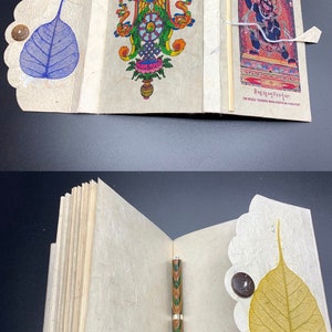 Small Meditation and Bodhi Leaf Lokta Journal Hand-Made In Nepal, Unlined