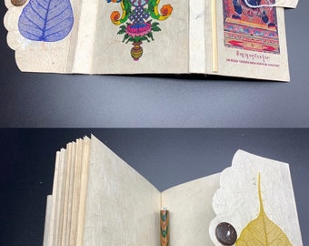 Small Meditation and Bodhi Leaf Lokta Journal Hand-Made In Nepal, Unlined