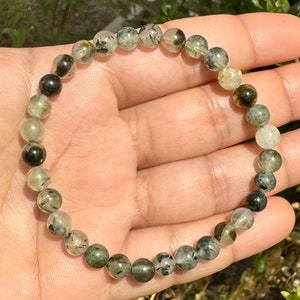 6mm Prehnite Bracelet for Men and Women, Dark Green Gemstone Beaded Bracelet for Him & Her, Positive Energy Bracelet, Crystal Jewelry Gift