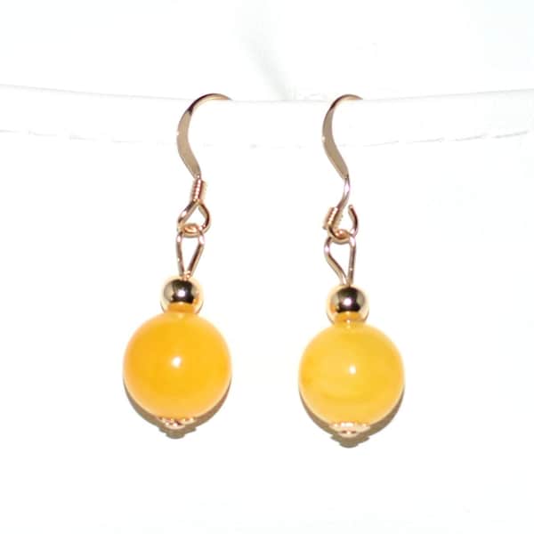 Yellow Persian Jade Earrings for Women, 14k Gold Filled Dangle Earrings, Women Drop Earrings, Yellow Jade Earrings, Gemstone Earrings