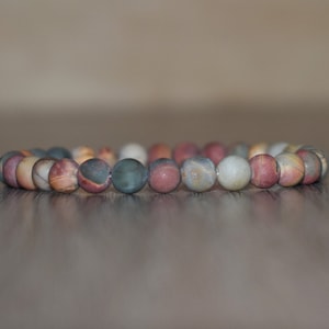 6mm Matte Picasso Jasper Bracelet for Men, Earthy Bracelet for Women, Natural Beaded Bracelet Gift under 20, Gemstone Bracelet Gift for Him