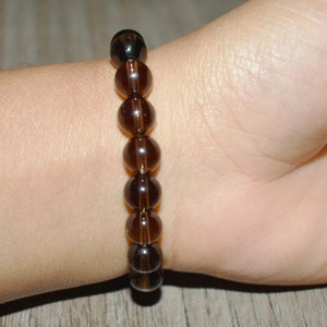 Pulsera de cuarzo ahumado de 8 mm, pulsera de piedra para mujer, pulsera de cristal para hombre, pulsera de cuentas de piedras preciosas, joyería de cuarzo ahumado, regalo por menos de 20 dólares