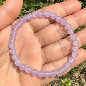 6mm Violet Chalcedony Bracelet for Women, Crystal Beaded Bracelet, Meditation Bracelet, Gemstone Wrist Mala, Women Bracelet Gift under 20