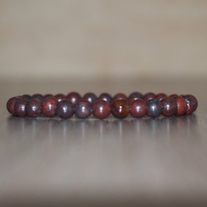 6mm Dark Red Brecciated Jasper Bracelet, Red Jasper Positive Energy Bracelet, Red Jasper Yoga Mala, Red Beaded Gemstone Bracelet, Yoga Gift