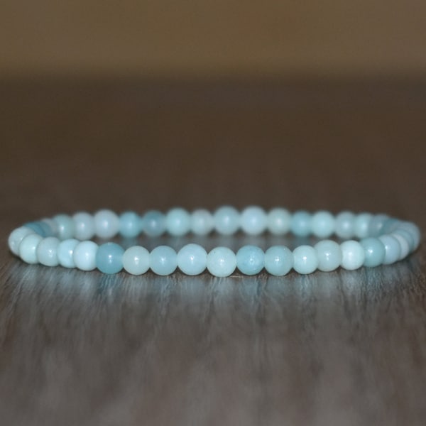 4mm Light Blue Amazonite Bracelet for Women, Amazonite Bracelet, Natural Amazonite Bracelet, Protection Good Luck Bracelet Gemstone Bracelet