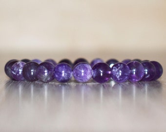 8 mm amethist armband, natuurlijke amethist mala-armband, amethist kralenarmband, amethist natuurlijke kristal armband, amethist chakra-armband