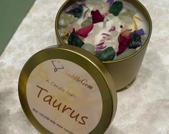 Taurus Candle, Women Zodiac Gift for Birthday Holiday, Self-Care Present (Apr 20–May 20)