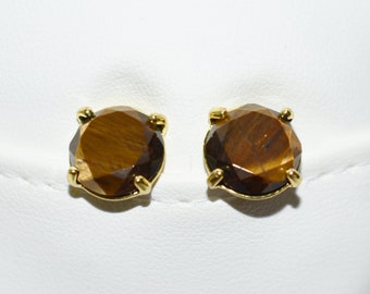 Tigers Eye Earrings, Faceted Tigers Eye Stud Earrings, Women Earrings, Gift For Her, Crystal Earrings for Her, Women Gemstone Jewelry
