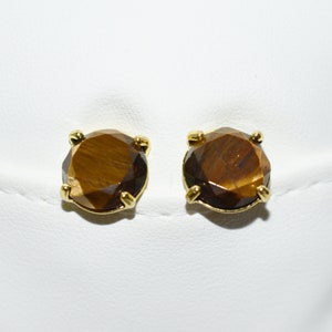 Tigers Eye Earrings, Faceted Tigers Eye Stud Earrings, Women Earrings, Gift For Her, Crystal Earrings for Her, Women Gemstone Jewelry