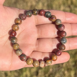 8mm Picasso Jasper Bracelet, Jasper Bracelet, Picasso Bracelet, Bracelets for Women, Gift for Her, Mens Bracelet, Natural Crystal Bracelet