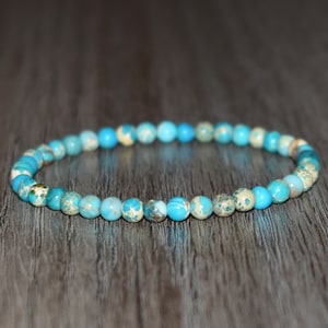 4mm Turquoise Sea Sediment Jasper Bracelet, Turquoise Jasper Bracelet, Turquoise Bracelet, Beaded Bracelet, Unisex Bracelet, Yoga Bracelet