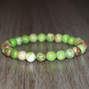 8mm Lime Sea Sediment Jasper Bracelet, Imperial Jasper Bracelet, Stacking Bracelet Gift,  Men Bracelet, Women Bracelet, Yoga Wrist Mala