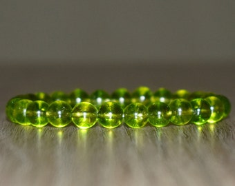 8mm Peridot Bracelet for Women and Men Birthstone Bracelet, August - Main Image