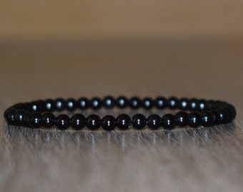 4mm Black Tourmaline Bracelet for Women and Men Bracelet, Black Tourmaline Bracelet for Men, Black Beaded Bracelet, Yoga Wrist Mala Bracelet
