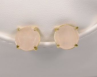 Natural Rose Quartz Earrings for Women, Stud Earrings, Pink Crystal Earrings, Gemstone Earrings, Rose Quartz Jewelry, Gift for Her